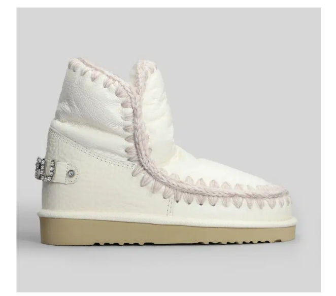 Mou TRONCHETTI TACCO BASSO ESKIMO 18 IN PELLE BIANCA -